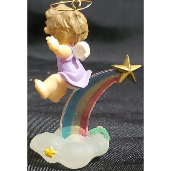 Hallmark RAINBOW ANGEL Christmas Ornament sliding down on cloud Vintage 1983 - Picture 6 of 10